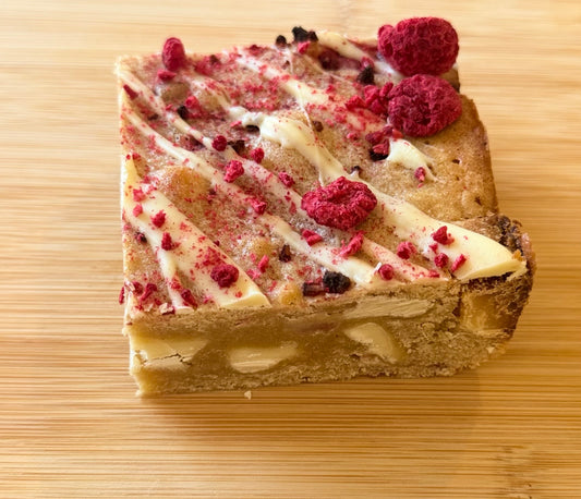 Raspberry White Chocolate Blondie